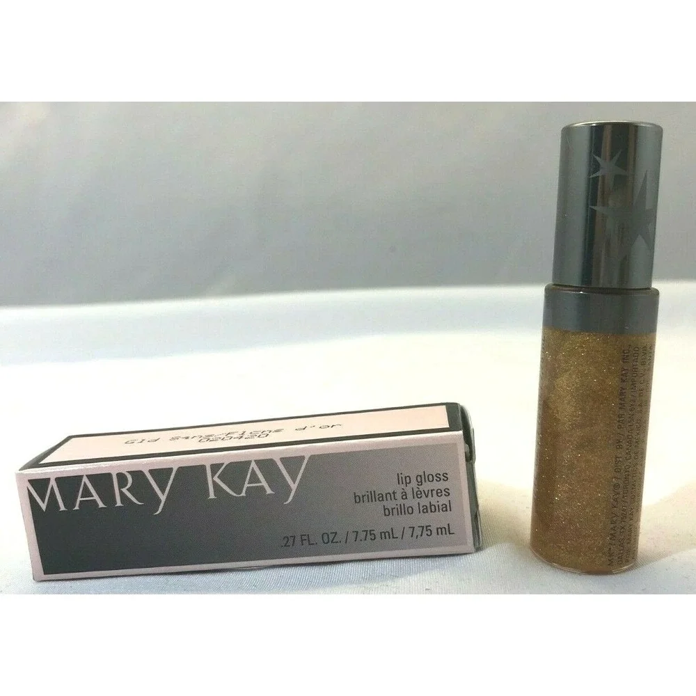 NIB Mary Kay Lip Gloss - Gold Sequins - .27 fluid ounces -‎ 020420
